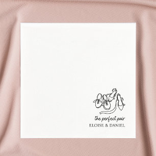 Perfektes Paar - Whimsical Chic Illustration Hochz Serviette