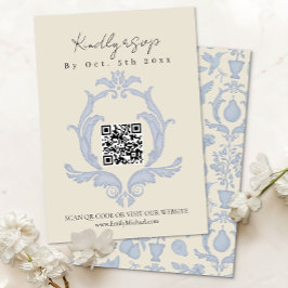 Perfektes Pear-Brautparty | Blue Damask RSVP-Karte RSVP Karte