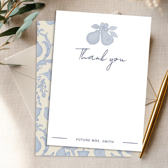 Perfektes Pear-Brautparty | Blue Dankeschön Hinwei Dankeskarte (Personalized Thank You Card)