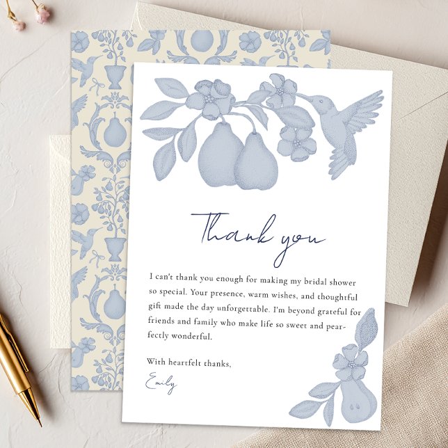 Perfektes Pear-Brautparty | Blue Dankykarte Dankeskarte (Thank You Card)