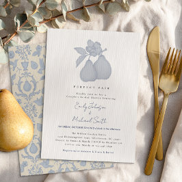 Perfektes Pear-Brautparty | Blue French Damask Einladung