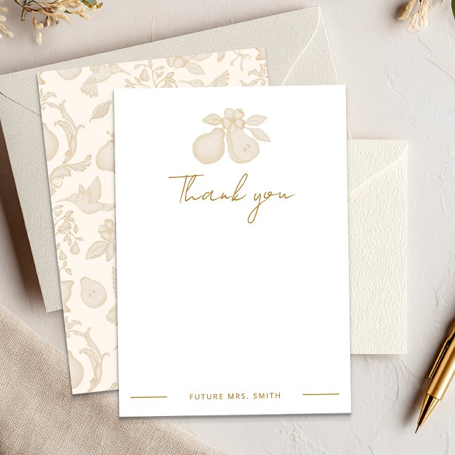 Perfektes Pear-Brautparty | Gold Vielen Dank Hinwe Dankeskarte (Personalized Blank Thank You Card)