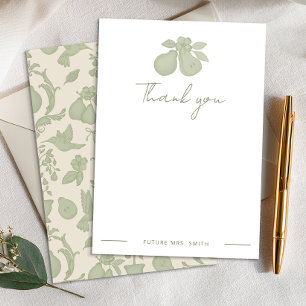 Perfektes Pear-Brautparty   Sage Green Vielen Dank Dankeskarte