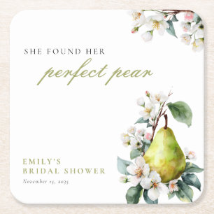 Perfektes Pear Floral Brautparty Rechteckiger Pappuntersetzer