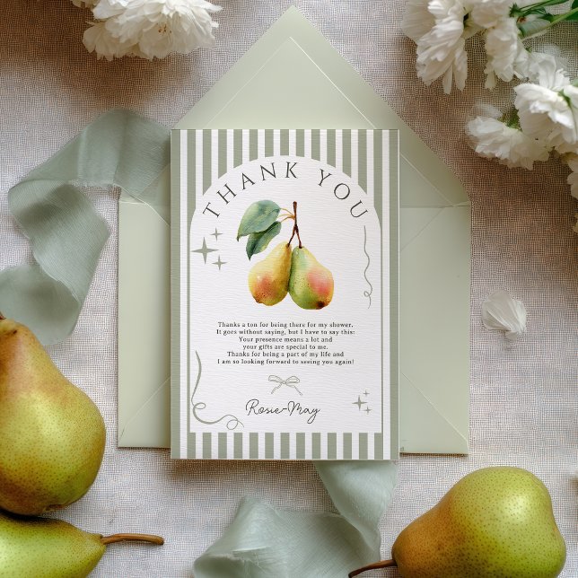 Perfektes Pear Retro Altes Money Pair Brautparty Dankeskarte (Perfect Pear Retro Old Money Pair Bridal Shower Thank You Card)
