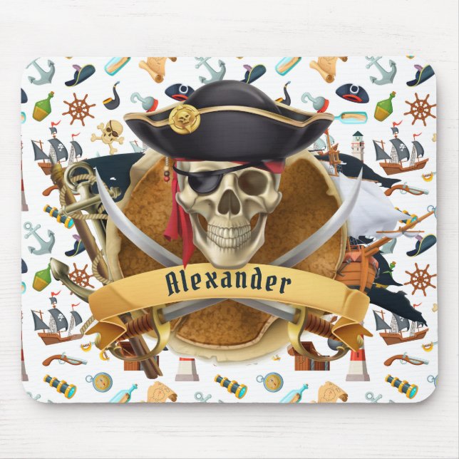 Perfektes Piratenmuster PERSONALISIEREN  Mousepad (Vorne)