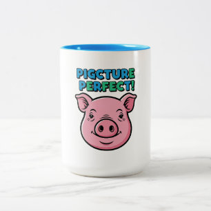 Perfektes Schweinbild-Design Zweifarbige Tasse