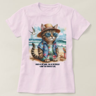 Perfektes Strandleben für Katzenliebhaber  T-Shirt