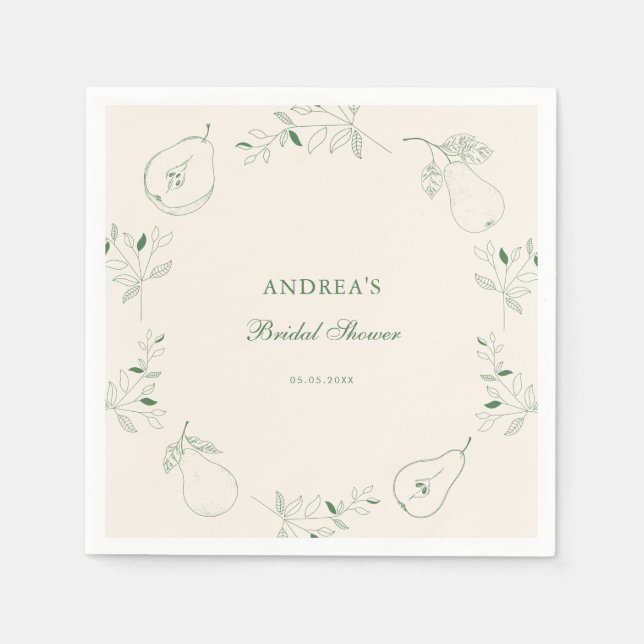 Perfektes, von Hand gezogenes, grünes Brautparty Serviette (Vorderseite)