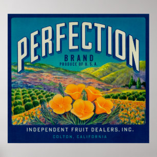 Perfektion orange LabelColton, CA Poster
