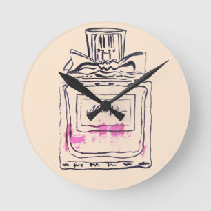 Perfume bottle fashion watercolour illustration runde wanduhr