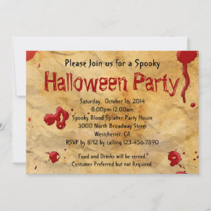 Pergament, Blutes Spritzer Halloween Einladungen