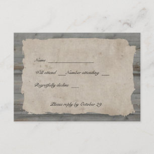 Pergament-hölzernes rustikales Land-uAwg mit RSVP Karte