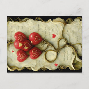 Pergament Mit Herzen Ballons Postkarte