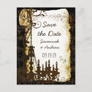 Pergament Scroll Chandelier Save the Date Ankündigungspostkarte