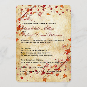Pergament-Wirbels-Ahorn verlässt Vintage Hochzeit Einladung