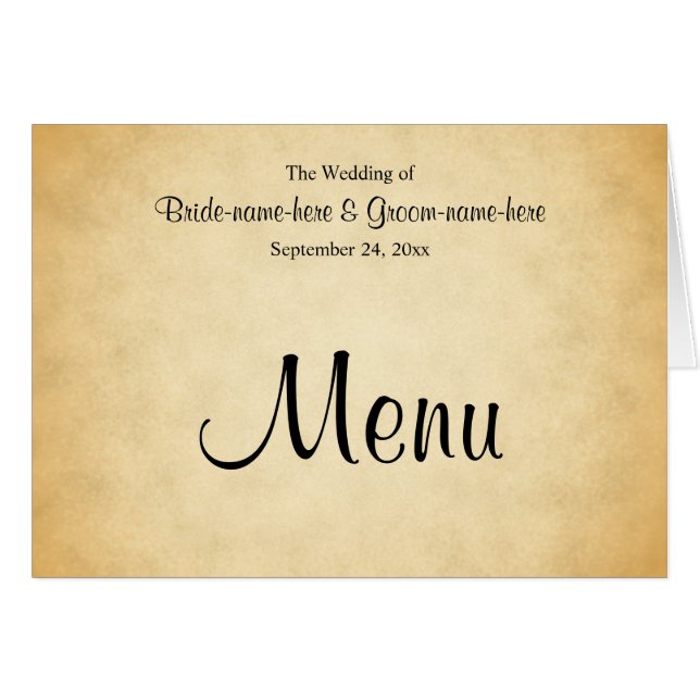 Pergamentmuster-Design Hochzeitsmenü (Vorderseite (Horizontal))