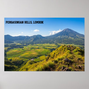 Pergasingan-Hügel Sonnenaufgang Rinjani Blick Wand Poster