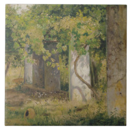 Pergola mit Weintrauben (Weinlandschaft) Fliese