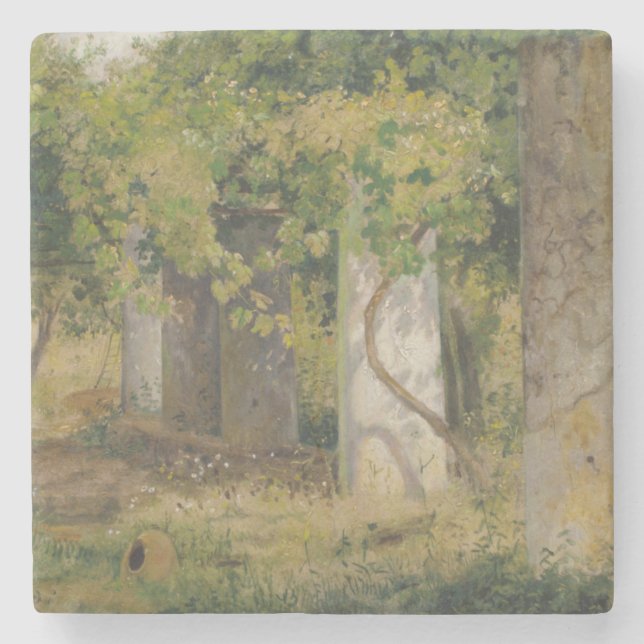 Pergola mit Weintrauben (Weinlandschaft) Steinuntersetzer (Vorderseite)