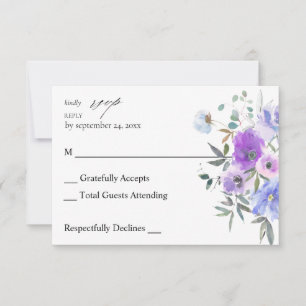Peri und Lila Blumen am UAWG RSVP Karte