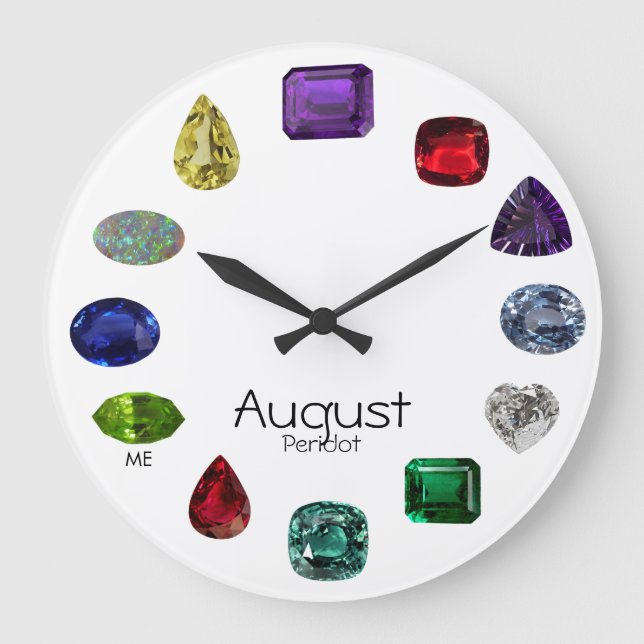 Peridot, August Birthstone Große Wanduhr (Vorderseite)