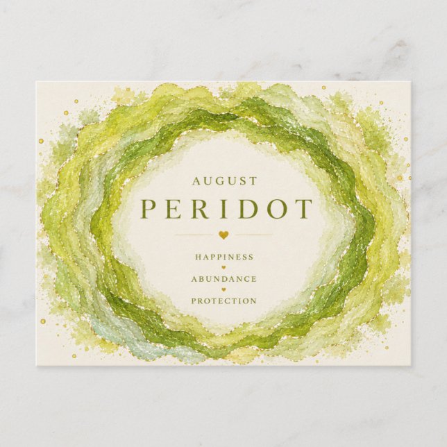 Peridot August-Geburtsstein Postkarte (Vorderseite)