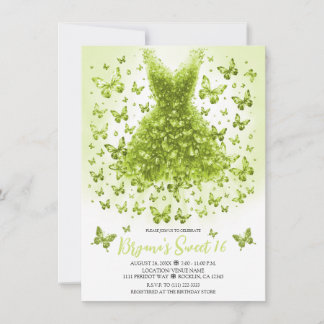 Peridot Crystal Butterfly Dress August Birthstone Einladung
