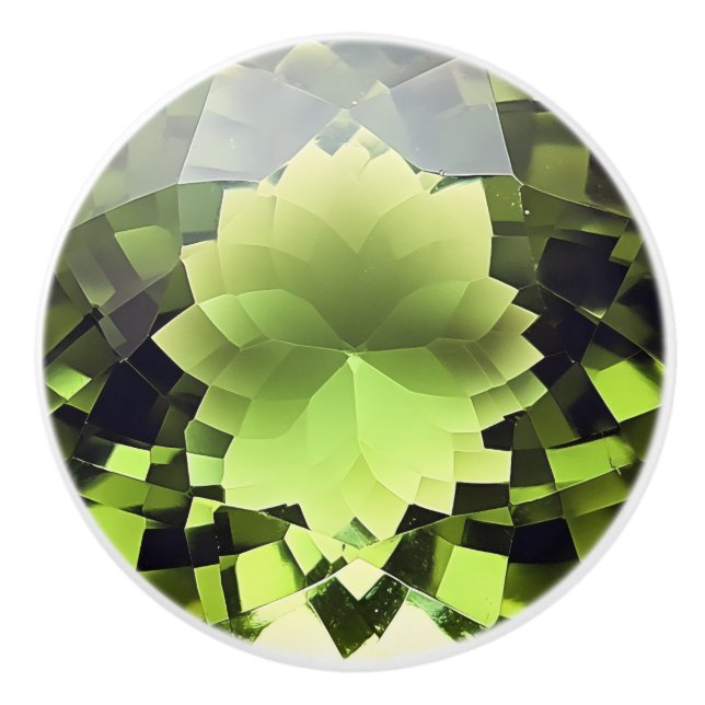 Peridot Green Gemstone Muster Keramikknauf (Vorderseite)