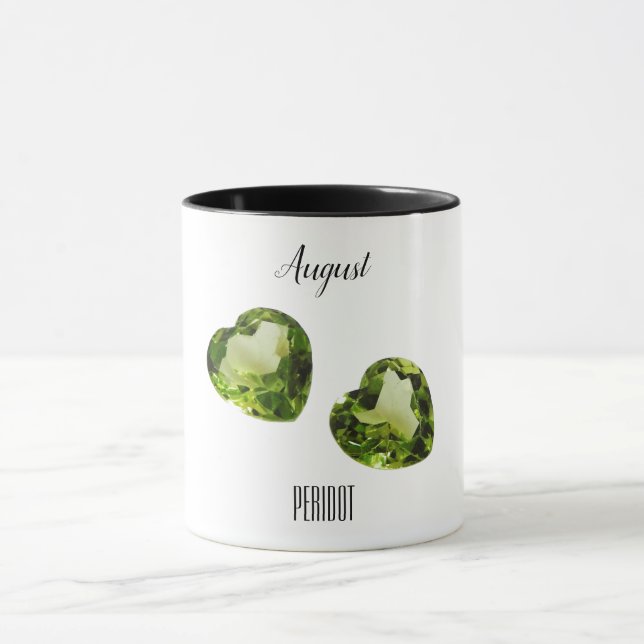 Peridot Green Heart Coffee Tasse August Gemstone (Zentrum)