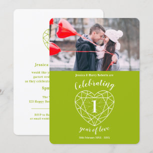 Peridot-Herz 1. Hochzeitstag 1 Jahr Foto-Einladung Einladung