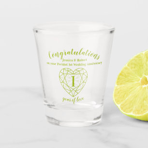 Peridot Jahrestag 1 Jahr Liebe grünes Edelstein Schnapsglas