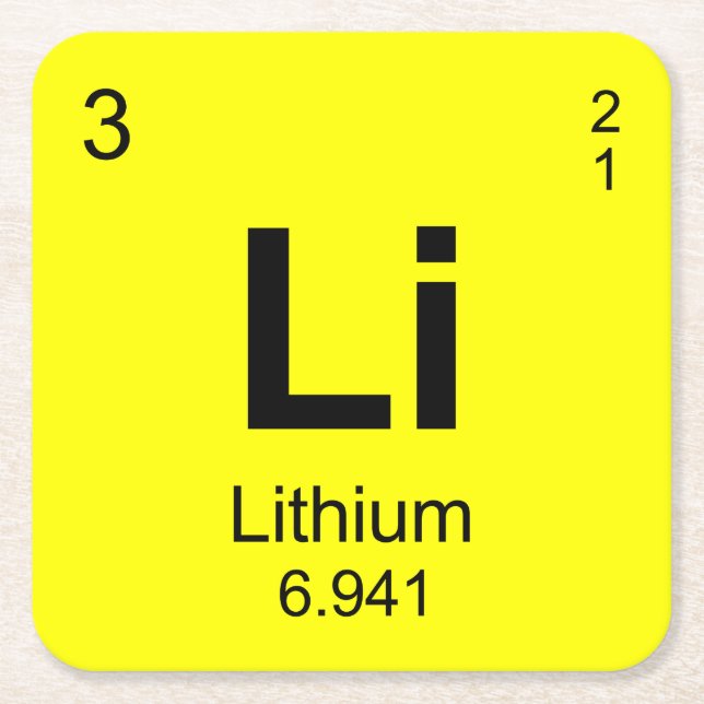 Periodensystem der Elemente (Lithium) Rechteckiger Pappuntersetzer (Vorderseite)