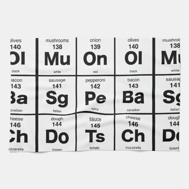 Periodensystem der Pizza-Bestandteile Handtuch (Horizontal)