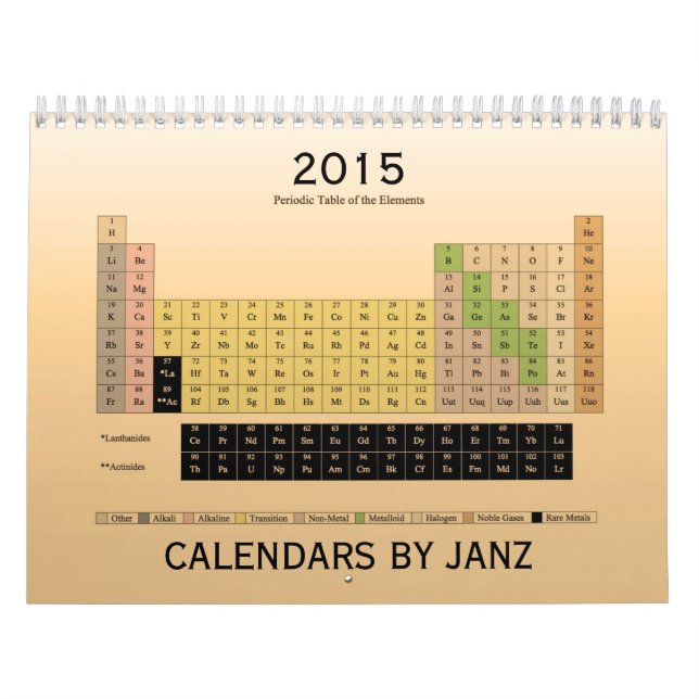 Periodensystem des Kalenders der Element-2015 Kalender (Titelbild)