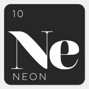 Periodensystem-Element-Aufkleber-//-Neon Quadratischer Aufkleber