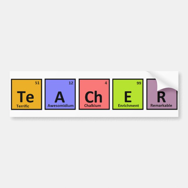 Periodensystem-Lehrer-Anerkennung Autoaufkleber (Vorne)