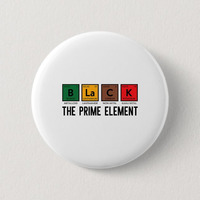 Periodensystem Schwarz Das Prime Element Schwarze  Button (Vorderseite)