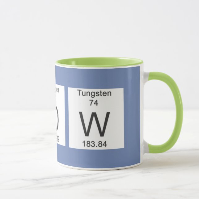 Periodensystemschale des Cr O W im blauen Grün Tasse (Rechts)