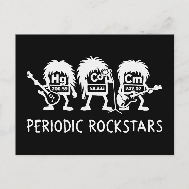 Periodic Rockstars Chemistry Humor Postkarte (Vorderseite)