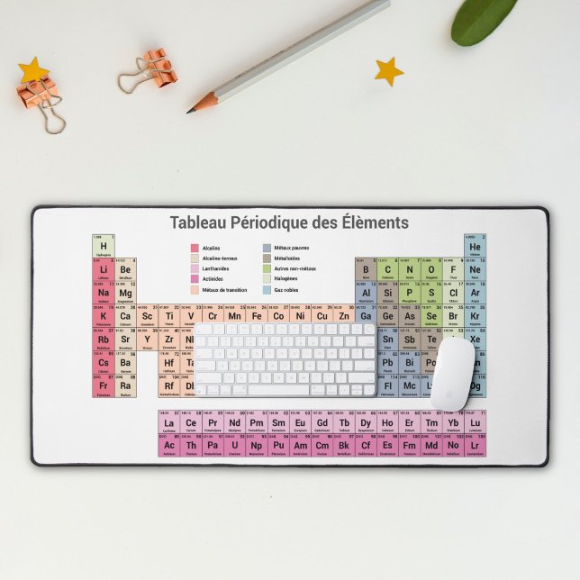 Periodische Elementübersicht in der französischen  Schreibtischunterlage (Periodic Table of Elements in French Desk Mat)