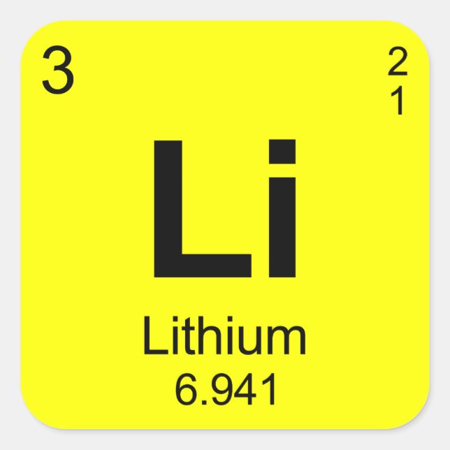 Periodische Elementübersicht (Lithium) Quadratischer Aufkleber (Vorderseite)