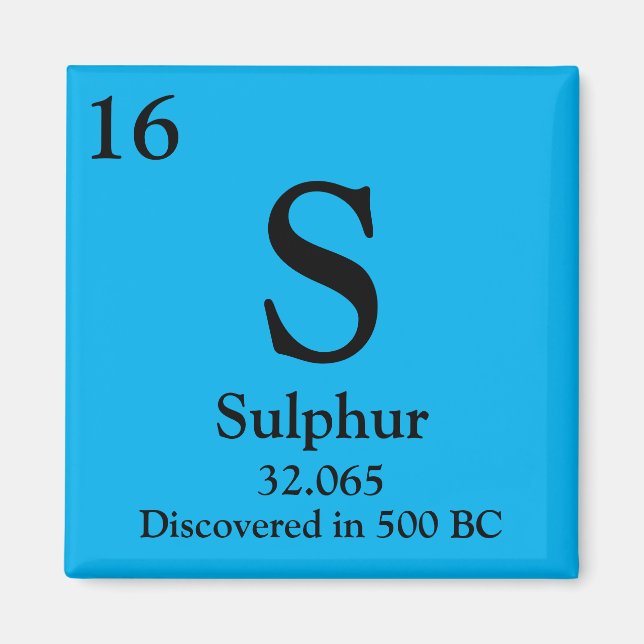Periodische Schwefeltabelle Magnet (Vorne)