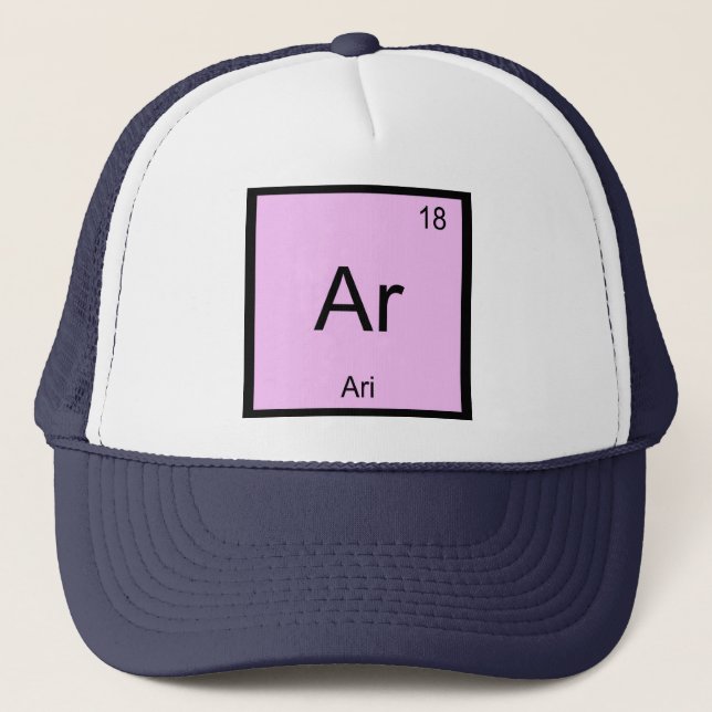 Periodische Tabelle "Ari Name Chemistry Element" Truckerkappe (Vorderseite)