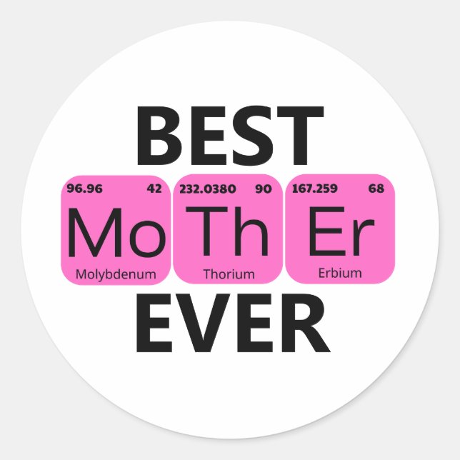 Periodische Tabelle der besten Mutter je Runder Aufkleber (Vorderseite)