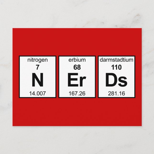 Periodische Tabelle der Nerd Postkarte (Vorderseite)