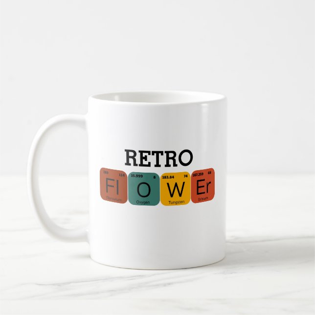 Periodische Tabelle der Retro-Blume Kaffeetasse (Links)