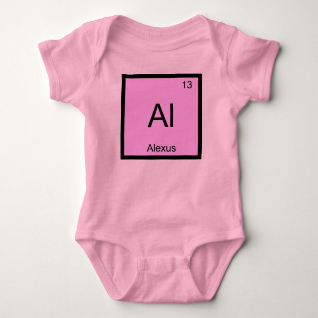 Periodische Tabelle für Alexus Name Chemistry Elem Baby Strampler (Vorderseite)