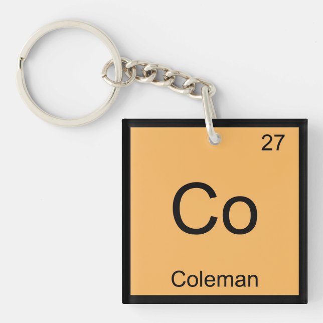 Periodische Tabelle für den Coleman Name Chemistry Schlüsselanhänger (Vorderseite)