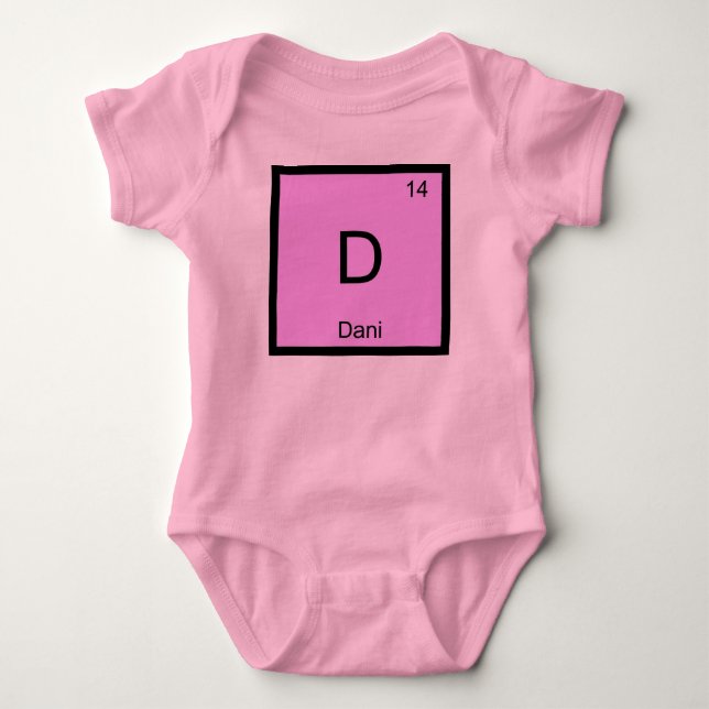 Periodische Tabelle für die Dani Name Chemistry El Baby Strampler (Vorderseite)